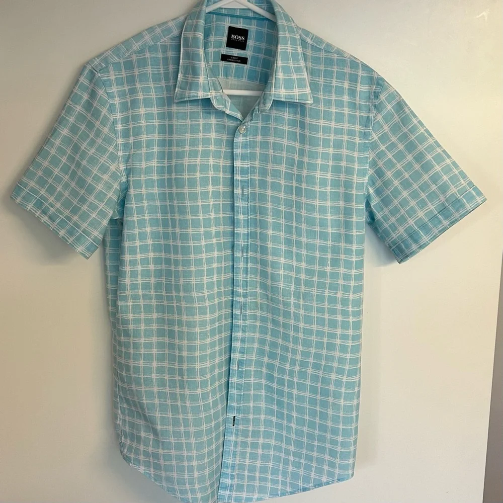 Hugo Boss Mens Aqua Slim Fit  Checkered Shirt
  Size S - Picture 3 of 10